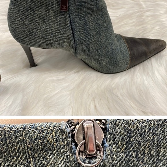 CHANEL Denim Ankle Pointed Toe Booties - Picture 4 of 5